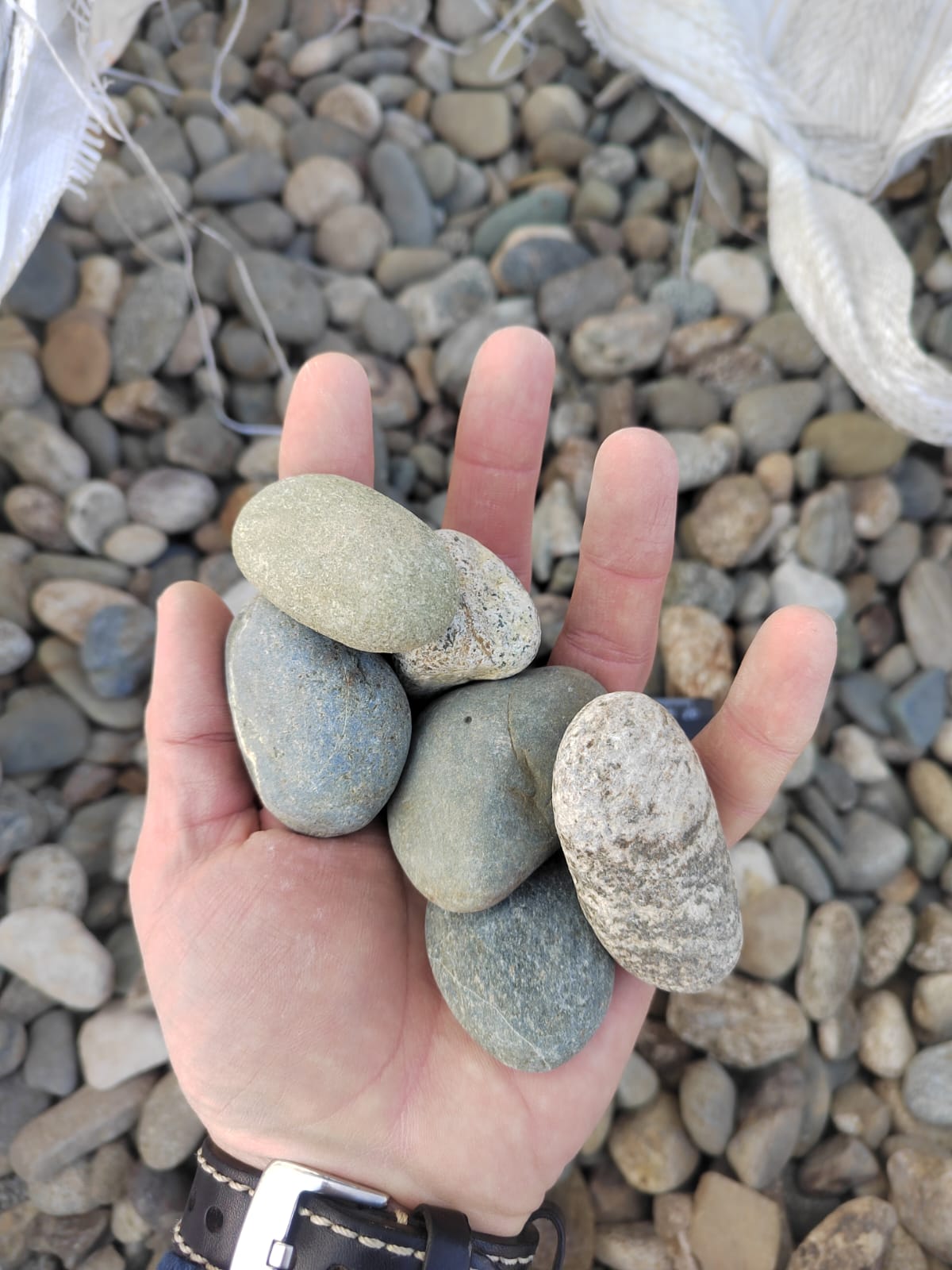  Галька речная окат (пестрая) фр. 20-40 мм. купить   в Краснодаре галька речная пестрая, серая, серые оттенки галька речная окатанная округлая 4000 руб/т   фото 