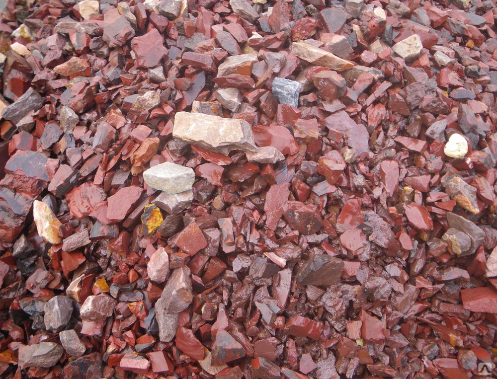  Щебень крошка красный (ЯШМА) фр. 5-10 мм.  купить  в Краснодаре крошка каменная яшмы красный, бордовый, темно-красный декоративная крошка ландшафтная каменная яшмоидная 6 600 руб/т   фото 