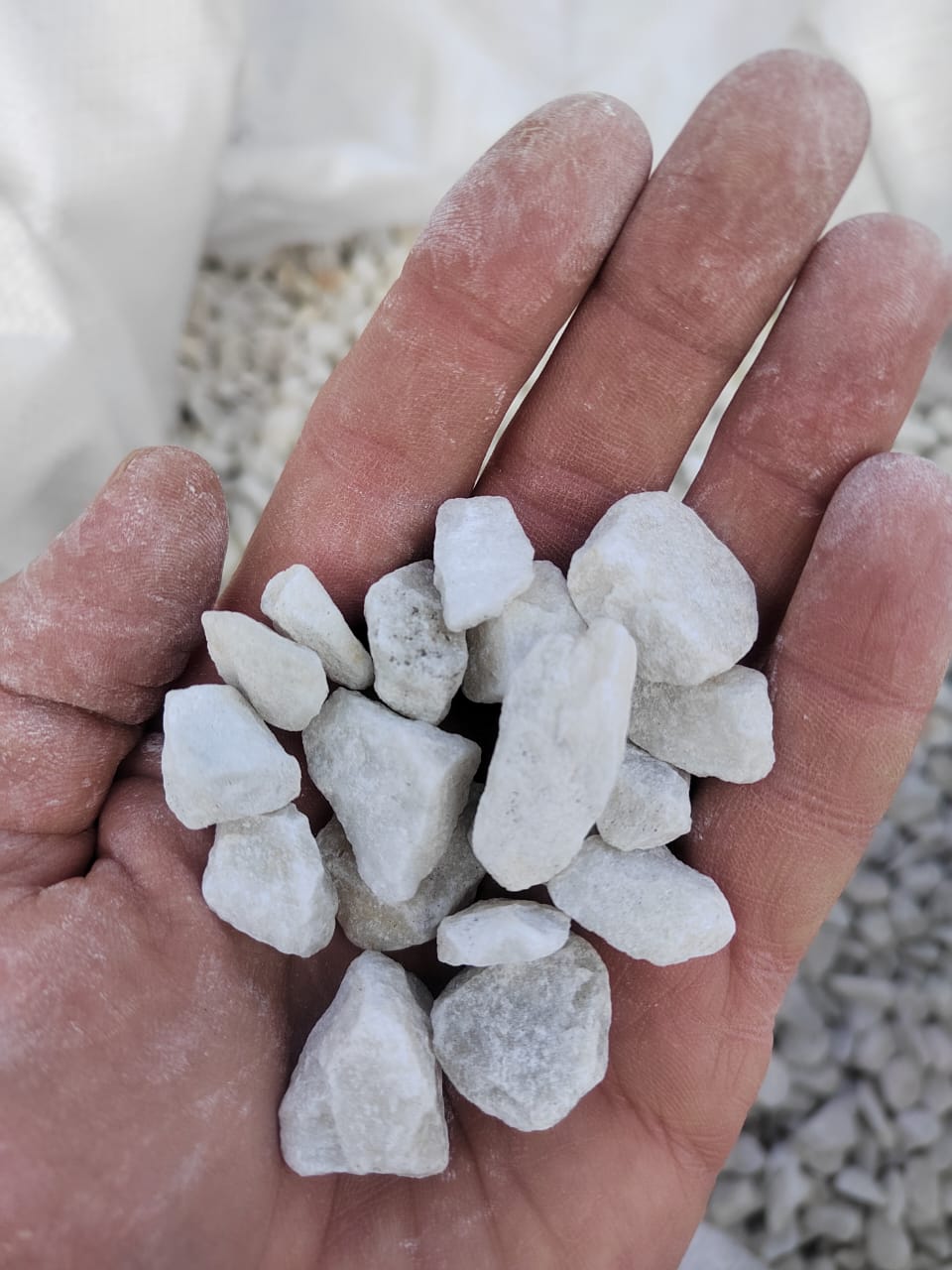  Мраморная крошка, щебень, цвет-белый, фр. 10-20 мм.  купить  в Краснодаре мрамор белый, молочный айвори каменная ландшафтная декоративная крошка шебня 9500 руб/т   фото 