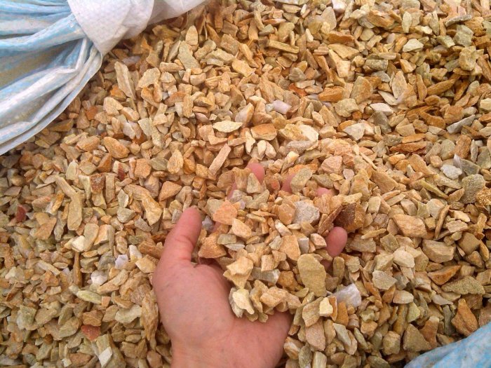  Щебень крошка желтый (ЗЛАТОЛИТ) фр. 20-40 мм.  купить  в Краснодаре златолит бежевый, золотистый, желтый декоративная каменная крошка 8 000 руб/т   фото 