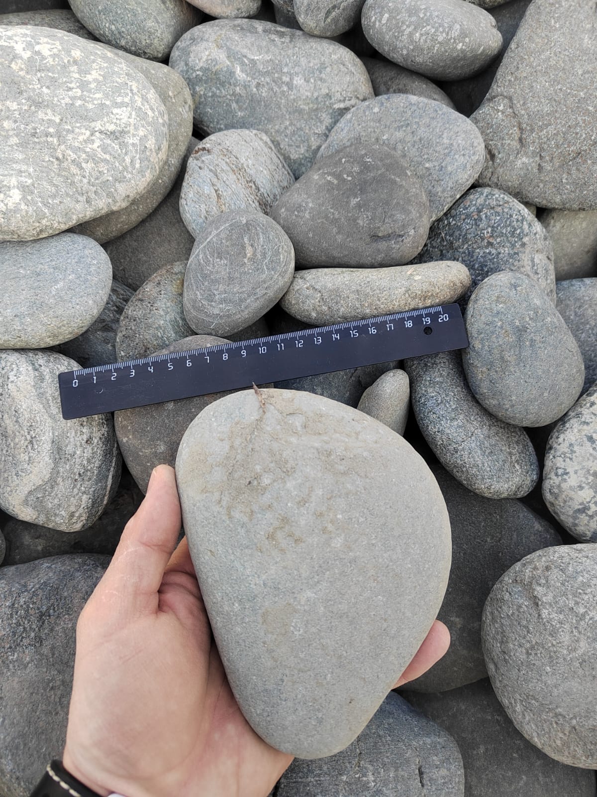 Kamenclub.ru: Галька речная плоская (ассорти) фр. 70-150 мм. купить   в  Краснодарегалька галечник серый белый темно-серый синий светло-серый плоская природная галька  6200 руб/т   фото КАМЕНЬ КЛУБ